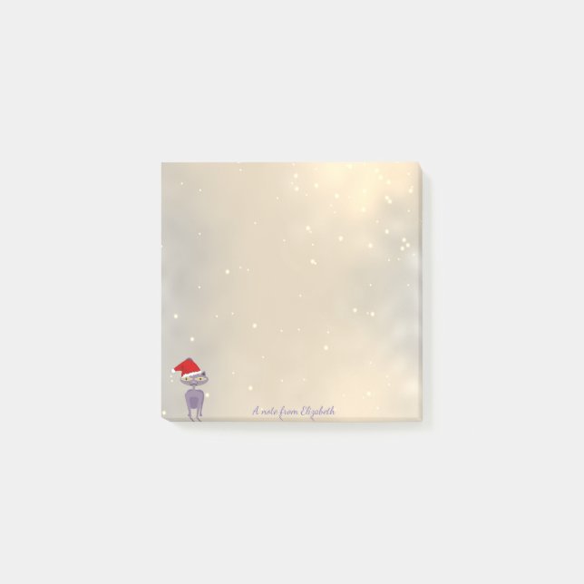 Notas Post-it® Feliz Navidad, Gato Con Sombrero Santa - Personali (Anverso)