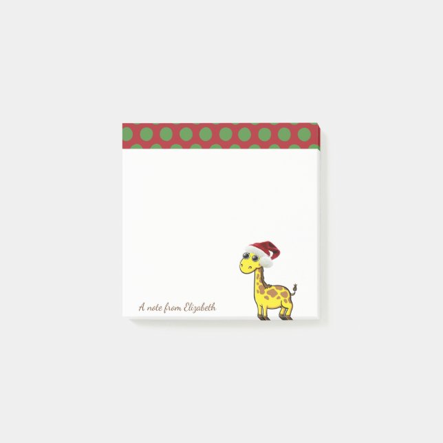Notas Post-it® Feliz Navidad, Giraffe Santa Hat - Personalizado (Anverso)