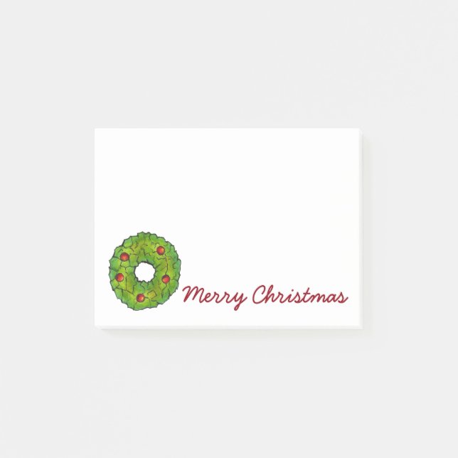 Notas Post-it® Feliz Navidad Holly Wreath Cookie navidad post-its (Anverso)