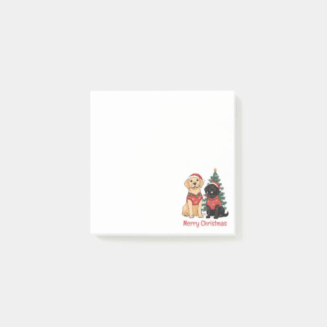 Notas Post-it® Feliz Navidad Labrador Retriever Perros (Anverso)