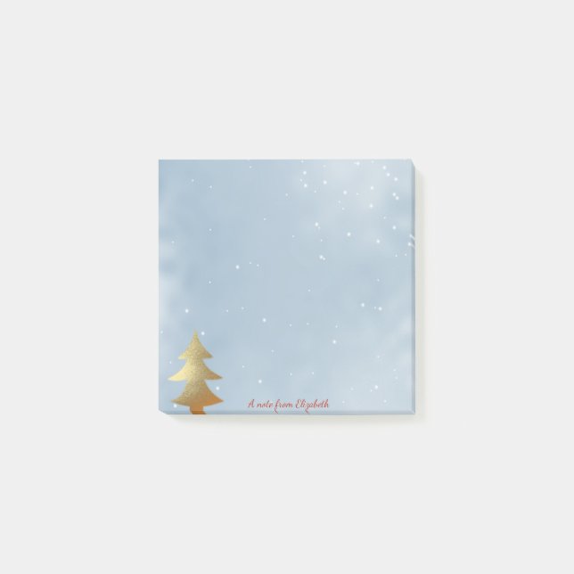 Notas Post-it® Feliz Navidad, Navidades Árbol de oro - Personaliz (Anverso)