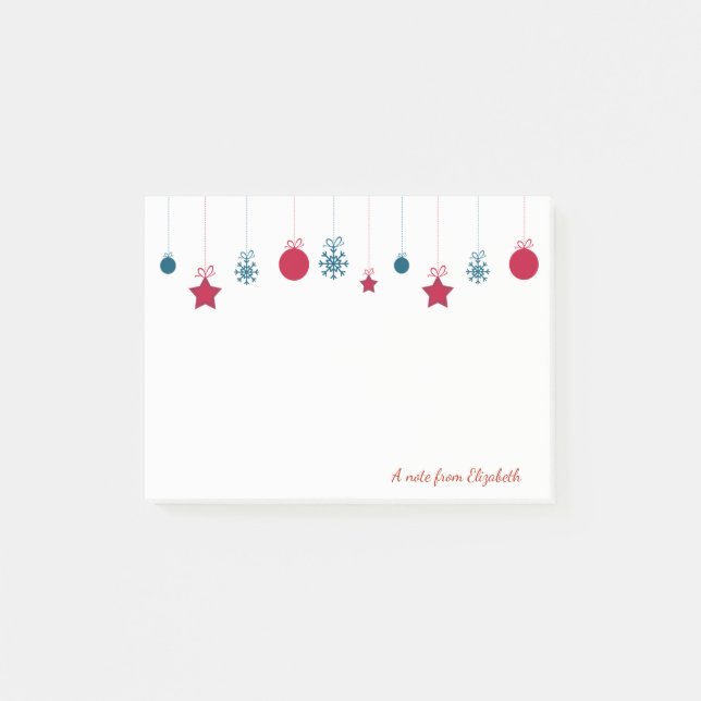 Notas Post-it® Feliz Navidad, Navidades Bolas personalizadas (Anverso)