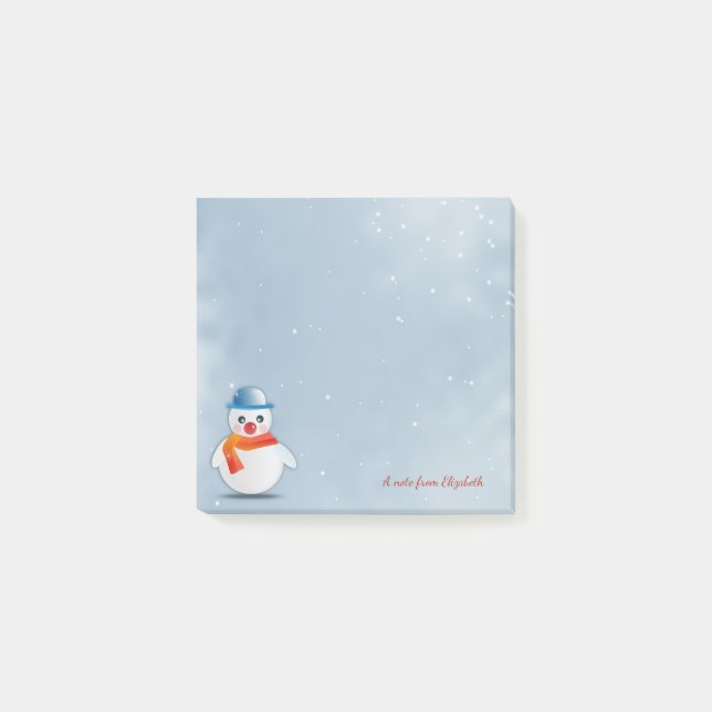 Notas Post-it® Feliz Navidad, Navidades Snowman - Personalizado (Anverso)