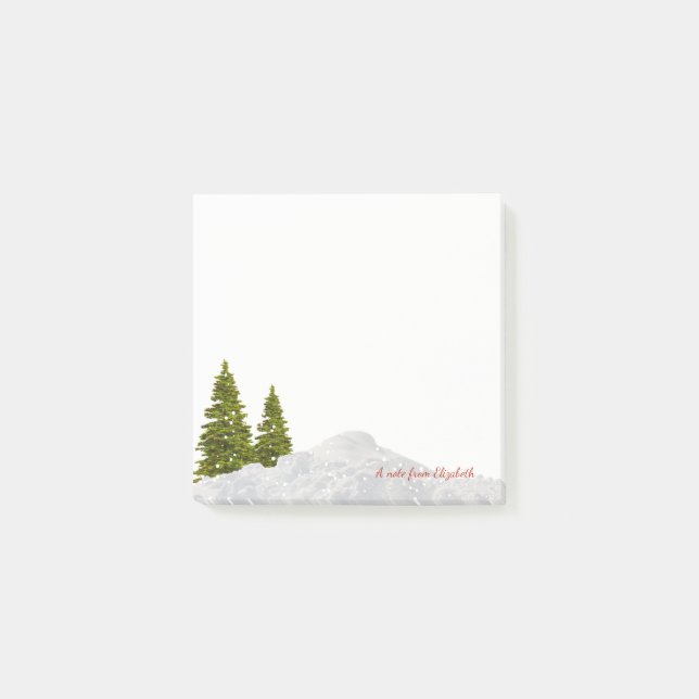 Notas Post-it® Feliz Navidad, Nieve en árbol de Navidad - Persona (Anverso)