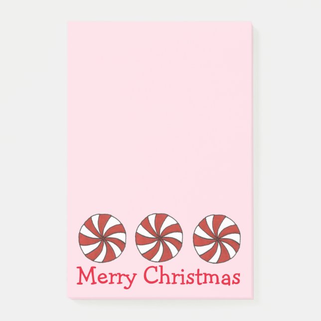 Notas Post-it® Feliz Navidad Pink Pepperminint Mint Hard Candy (Anverso)