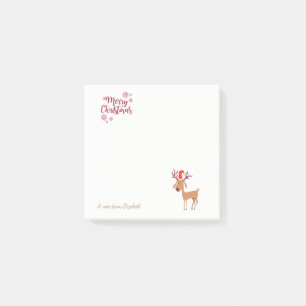 Notas Post-it® Feliz Navidad, Reno de Dibujos Animados-Personaliz