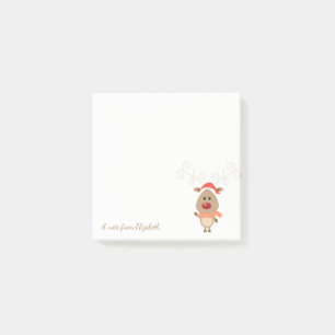 Notas Post-it® Feliz Navidad, Reno de Dibujos Animados-Personaliz