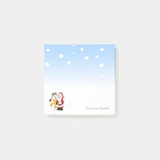 Notas Post-it® Feliz Navidad, Santa Claus, Snowman - Personalizad (Anverso)
