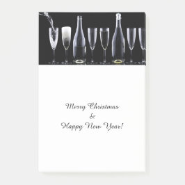 Notas Post-it® Feliz Navidad y feliz año nuevo, vino de champán