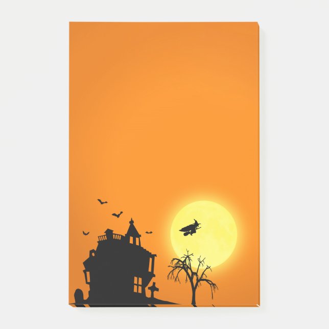 Notas Post-it® Feliz paisaje de la silueta de Halloween (Anverso)