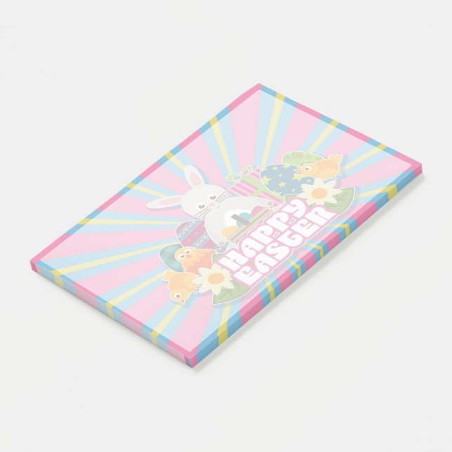 Notas Post-it® Feliz Pascua Bunny Floral de Moda (En perspectiva)
