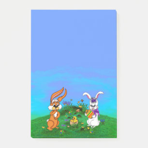 Notas Post-it® ¡Feliz Pascua! Conejo con conejo y pollo