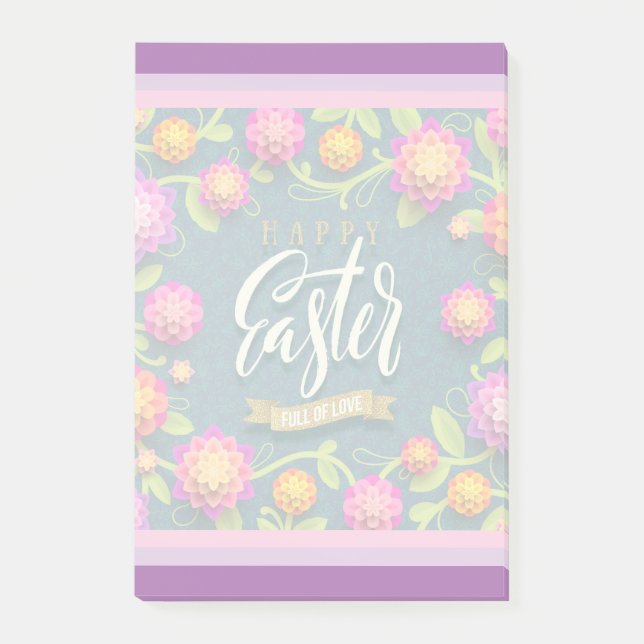 Notas Post-it® Feliz Pascua Conejo Floral (Anverso)