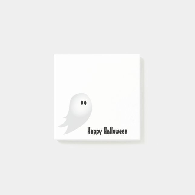 Notas Post-it® Feliz personalizado blanco de Halloween fantasma (Anverso)