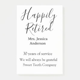 Notas Post-it® Feliz retiro añadir nombre años de servicio jubila