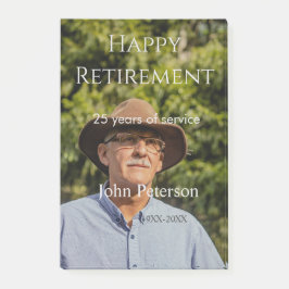 Notas Post-it® Feliz retiro foto nombre años de servicio