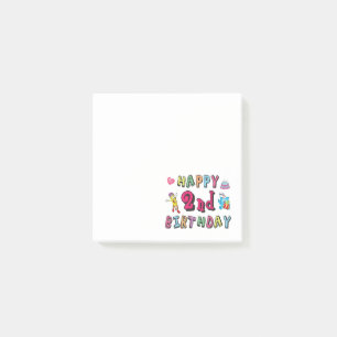 Notas Post-it® Feliz segundo cumpleaños. Cumpleaños de 2 años.