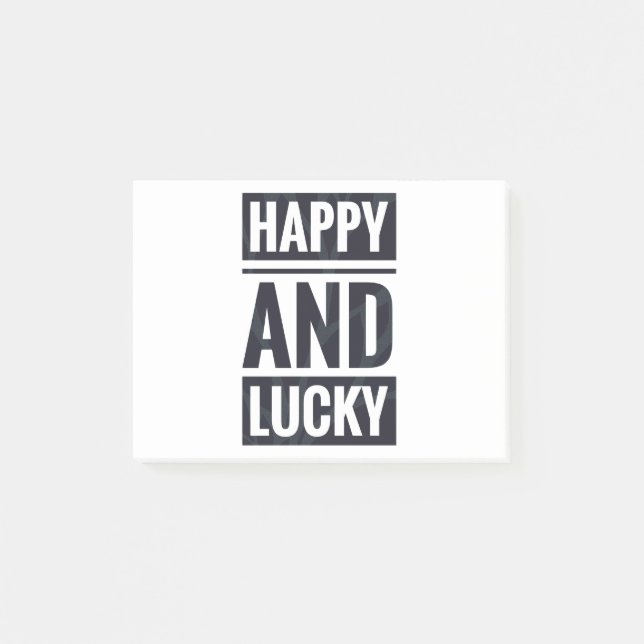 Notas Post-it® Feliz y afortunado (Anverso)
