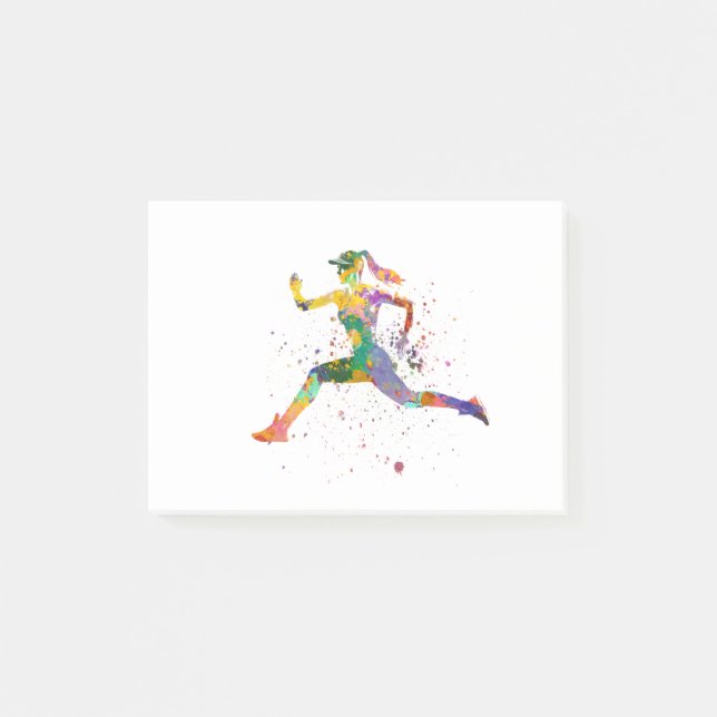 Notas Post-it® Female runner in watercolor (Anverso)