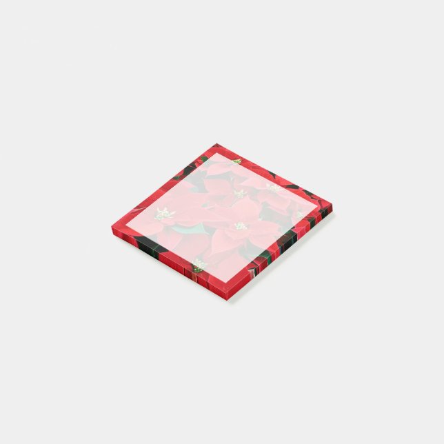 Notas Post-it® Feriado de Poinsettia Roja (En perspectiva)