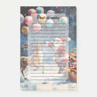 Notas Post-it® Festive Watercolor Santa Reindeer Colorful Balloon