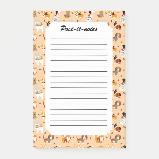 Notas Post-it® Festive Winter Puppy Scarves (Anverso)
