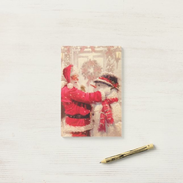 Notas Post-it® Festividad de los Navidades Snowman de Santa Claus (Escritorio)