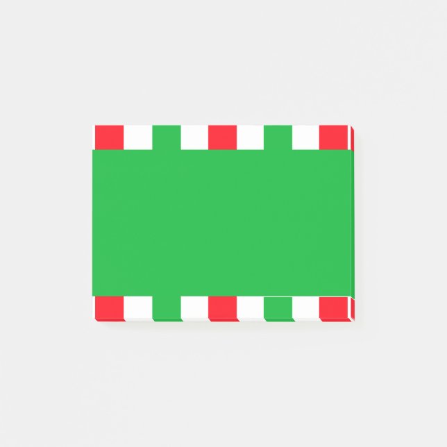Notas Post-it® Festividad festiva de franjas blancas verdes Navid (Anverso)