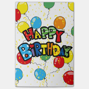 Notas Post-it® fiesta alegre de los globos del feliz cumpleaños