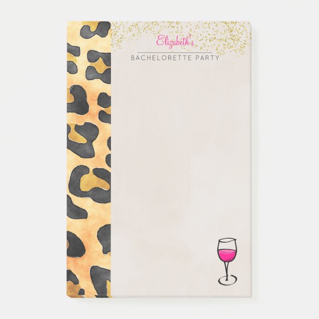 Notas Post-it® Fiesta de Bachelorette de Vino y Animales Silvestr (Anverso)