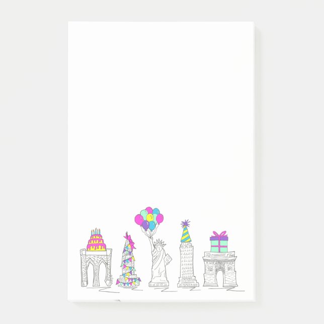 Notas Post-it® Fiesta de cumpleaños de New York City NYC (Anverso)