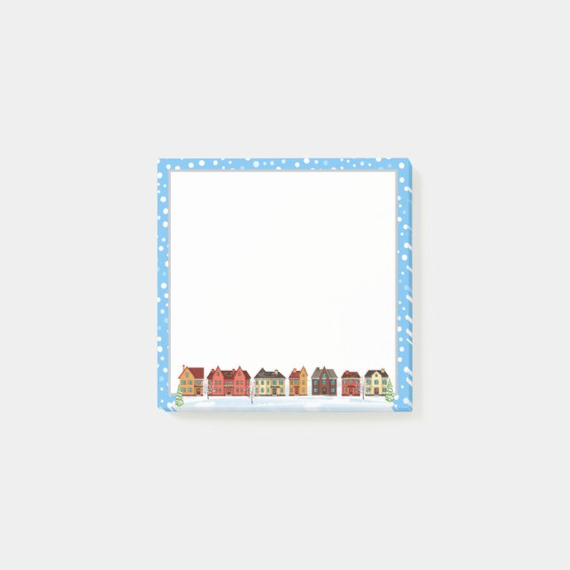 Notas Post-it® Fila De Casas De Invierno (Anverso)