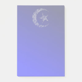 Notas Post-it® Filigree Crescent Moon and Star sobre azul
