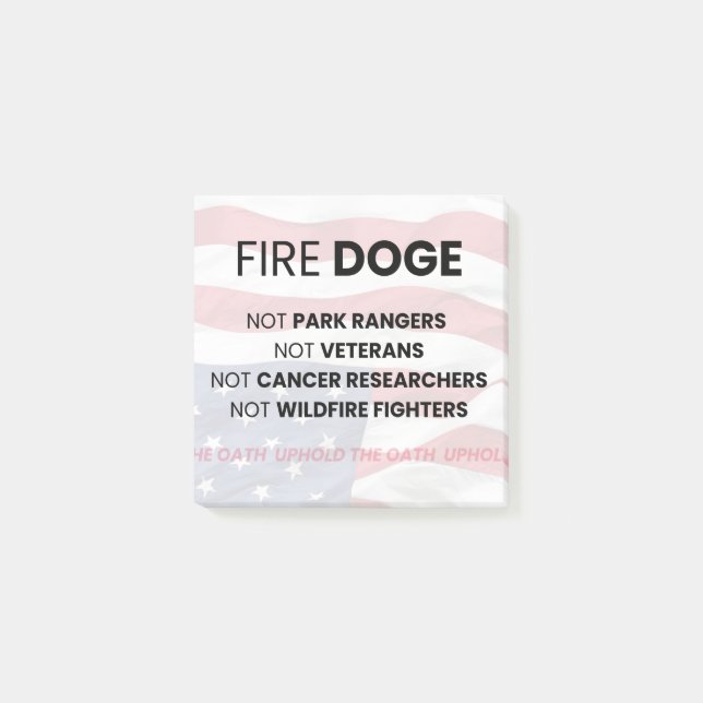 Notas Post-it® Fire DOGE no pone en peligro a veteranos de invest (Anverso)