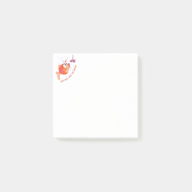 Notas Post-it® Fish y Worm son divertidos, románticos (Anverso)