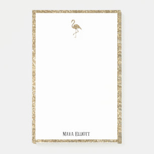 Notas Post-it® Flamenco & Borde con Nombre con Brillo Blanco + Do