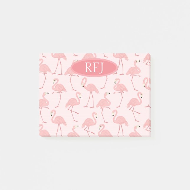 Notas Post-it® Flamencos rosados monogramas (Anverso)