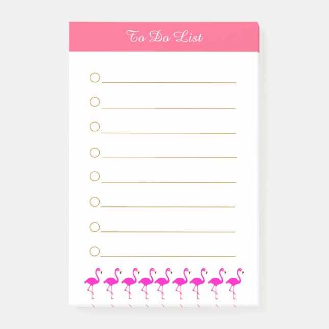 Notas Post-it® Flamencos rosados y caligrafía en blanco (Anverso)