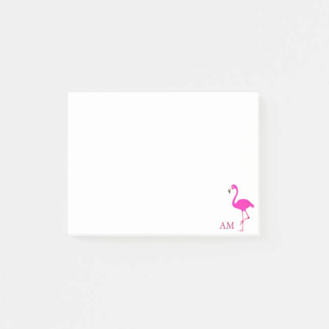 Notas Post-it® Flamencos y monograma en blanco (Anverso)