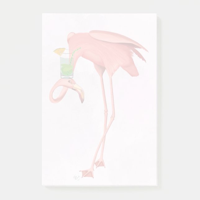 Notas Post-it® Flamingo con un cóctel (Anverso)
