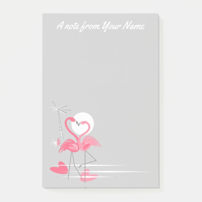 Notas Post-it® Flamingo Love Side Text post-it notes vertical (Anverso)