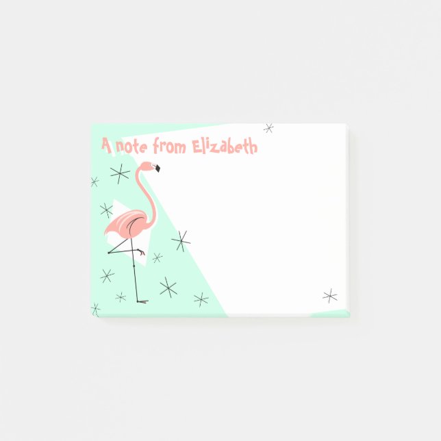 Notas Post-it® Flamingo Retro Green Text Note (Anverso)