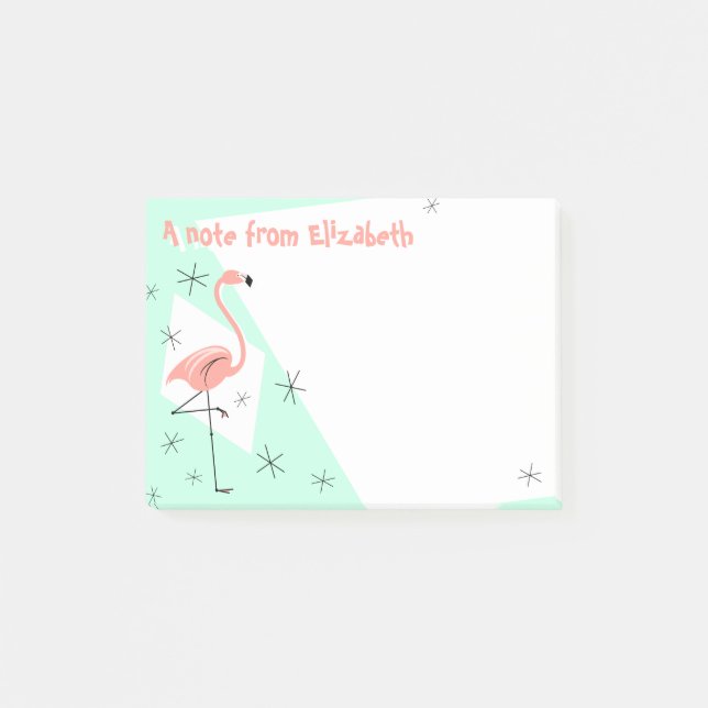 Notas Post-it® Flamingo Retro Green Text Note (Anverso)