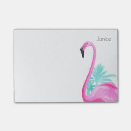 Notas Post-it® Flamingo rosa con palmeras