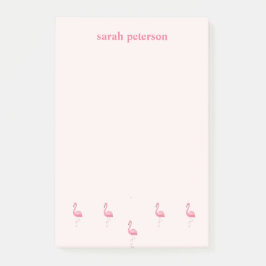 Notas Post-it® Flamingo rosa lindo nombre personalizado rosa