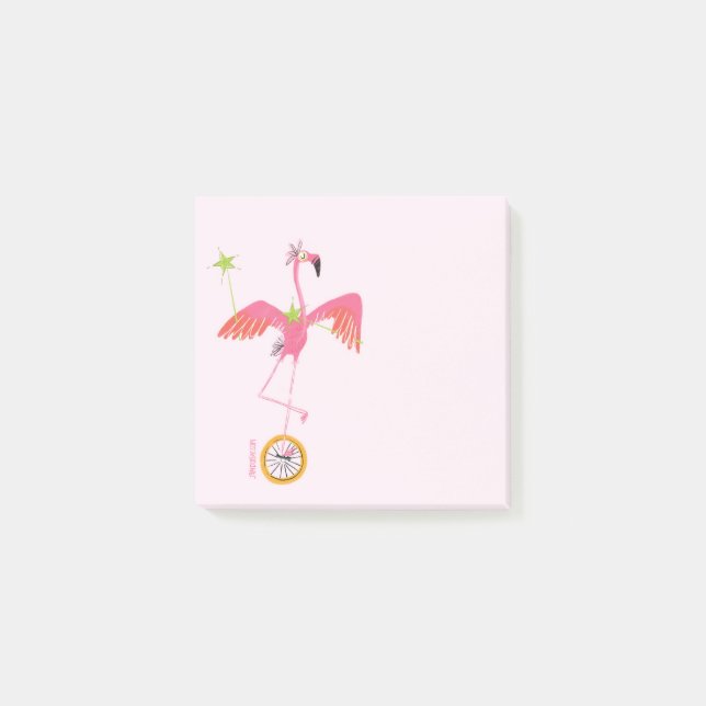 Notas Post-it® Flamingo Unicycle Post-It Note (Anverso)