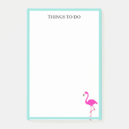 Notas Post-it® Flamingo y marco Verde azulado en blanco