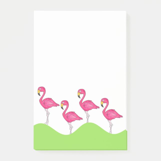 Notas Post-it® Flamingos De Aves Rosadas Tropicales Publican Su (Anverso)