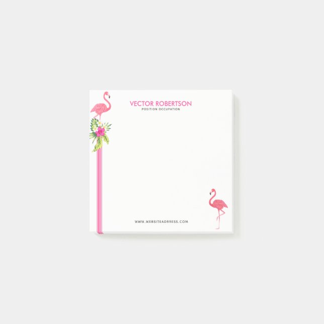 Notas Post-it® Flamingos rosados e Hibiscus Bouquet. (Anverso)