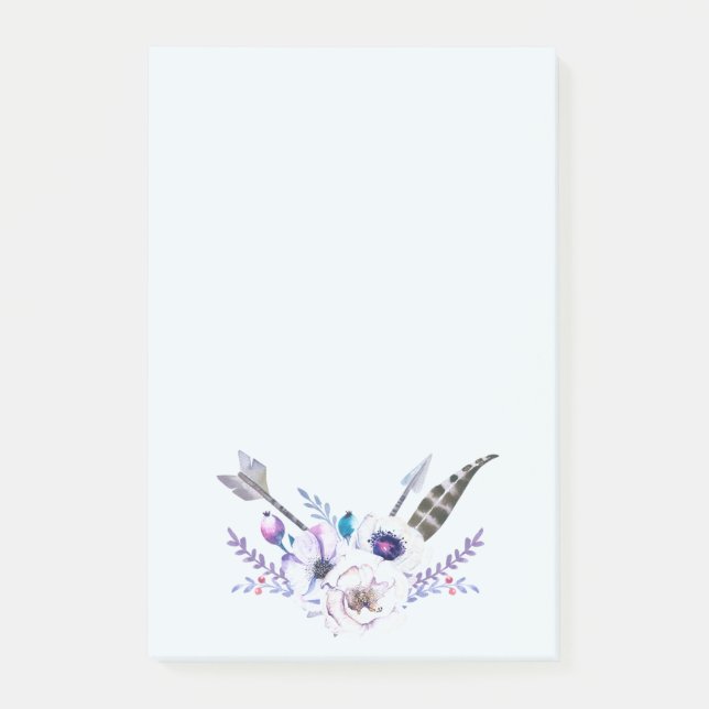 Notas Post-it® Flecha, Flores y Pluma (Anverso)